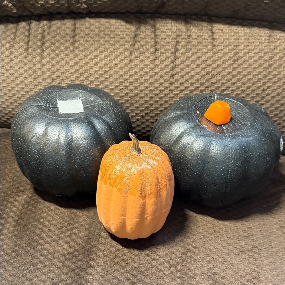 Styrofoam Pumpkin Foam Halloween Squash Decor Crafts Set of 3 Painted